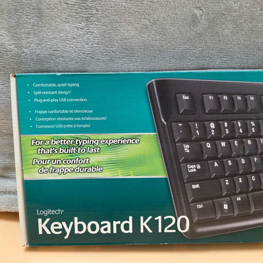 Logitech Keyboard K120 Wired‎ USB Spill Resistant Quiet Typing Full Size Number